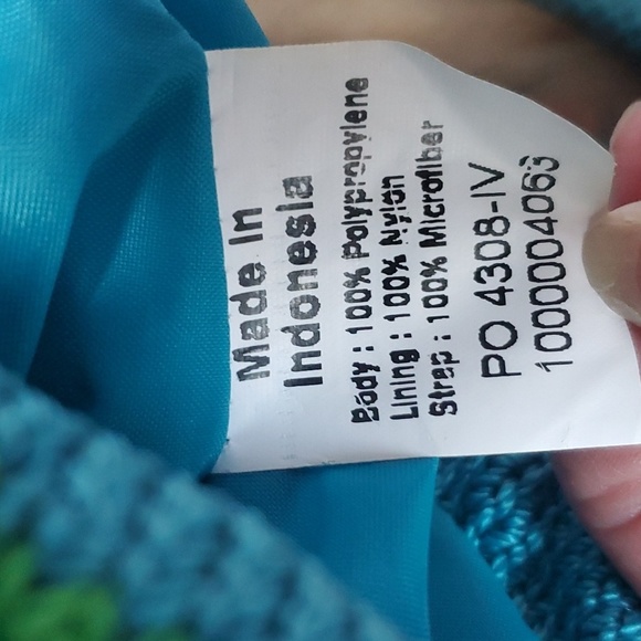 The Sak Teal and Pink Cherry Crochet Handbag Purse w/ Sequin Detail ~Y2K~ - Picture 11 of 14